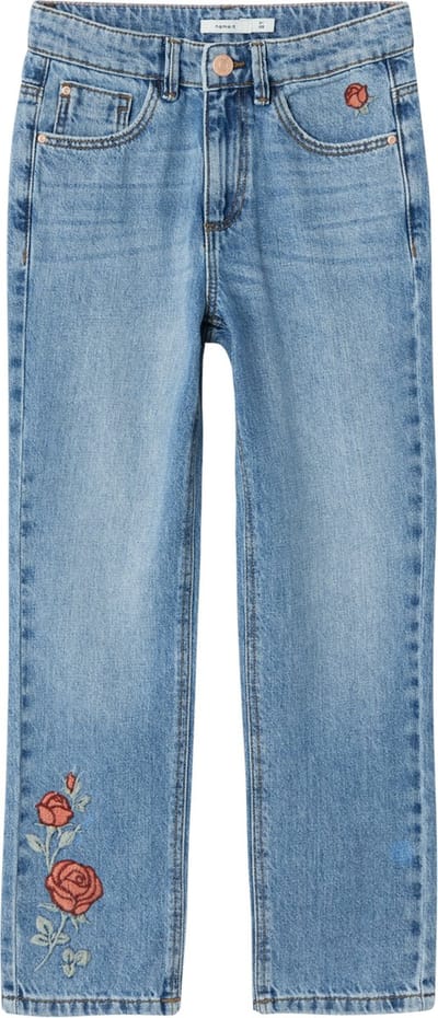 NAME IT - NKFROSE STRAIGHT EMB JEANS 3285-BE - Meisjes - Jeans - Maat 140