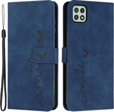 Coverup Hoesje - Geschikt voor Samsung Galaxy A22 5G Hoesje - Coverup Smile Book Case - Blauw