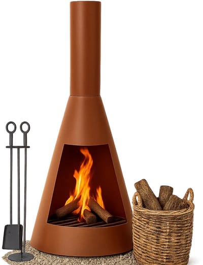 Lomera Tuinhaard Roest - Buitenhaard Met Schoorsteen - Sfeervolle Buitenhaard - Roestkleurige Tuinhaard - Metaal Met Roestfinish - Terraskachel - Roestbruine Finish - Tuinkachel Voor Sfeervolle Avonden - Metaal Tuinhaard