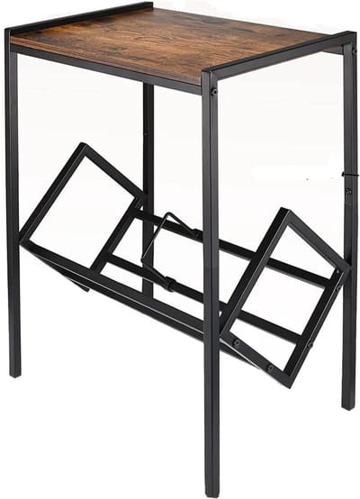 LP Opbergmeubel - Vinyl Kast - Muziek Collectie - Mobiel Met Wieltjes - Zwart Hout