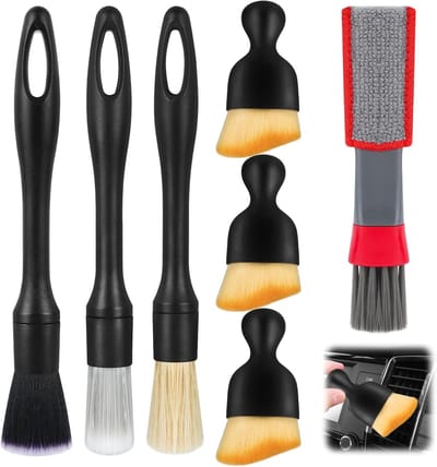 7 Premium Detailing Brush Set - Auto Detailing Cleaning Brushes Kit - Automotive Detail Brushes voor Auto Exterior - Interior - Air Vents - Dashboard - Emblems - Motor - Wheel