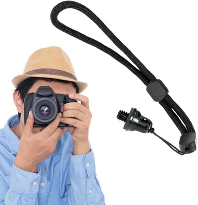 Camera Hand Strap - Pols Lanyard - Veilige Grip - Handgeweven Touw - 14 cm - Zwart