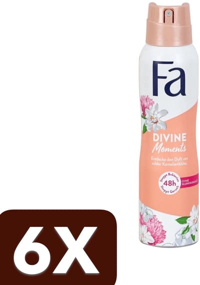 6 x Fa - Divine Moments - Deodorant Spray - Wilde Cameliabloesem - 150 ml -