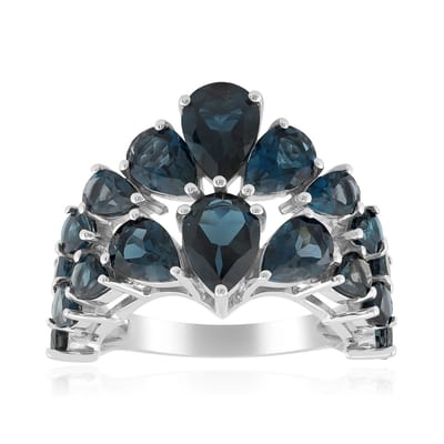 Cavill - Elegante Zilveren Ring met 4,866 ct Peervormige Londen Blauwe Topaas - 925 Sterling Zilver Gerhodineerd - Luxe Dames Edelsteenring