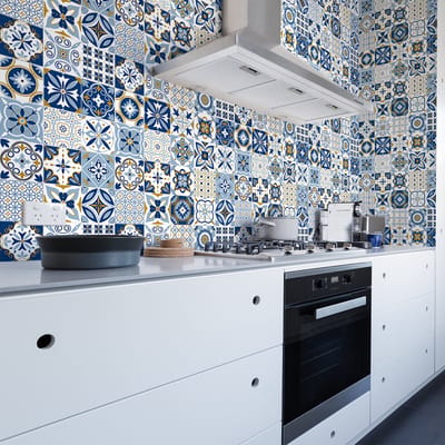 Zelfklevende tegelmuurstickers voor keuken en badkamer - 60 Gallia Azulejos tegelstickers - 60 stickers 10x10cm
