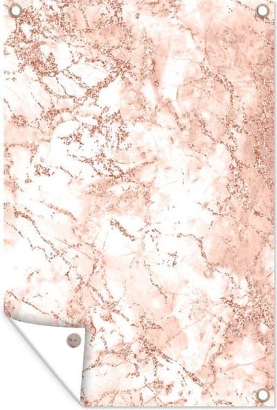 Muurdecoratie Marmer - Aderen - Roze - 120x180 cm - Tuinposter - Tuindoek