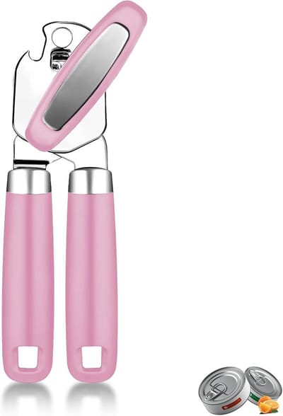 Blikopener - Met krachtige magneet - Veilig - Opent zonder scherpe randen - Veilig - Opent zonder scherpe randen - hersluitbaar -Blik- & Allesopeners - Blikopeners - Keukengerei - Ergonomisch & Gebruiksvriendelijk bij Artritis - RVS - Silicone - Roze
