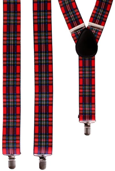 Carnaval verkleed Bretels in Schotse tartan ruit - rood - Schotland - Volwassenen - Feestartikelen