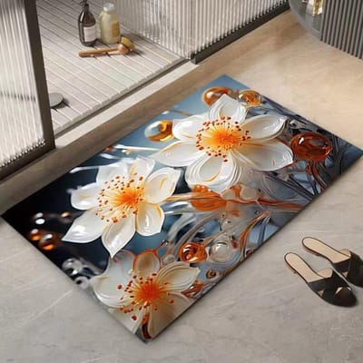 3D Driedimensionale Bloem Diatomeeënaarde Sneldrogend Zacht Vloermatten Badkamer Badkamer Toilet Vuilafstotend Antislip Entree Deur Vloermatten 50*80CM