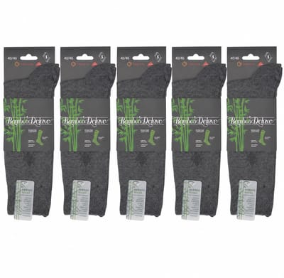 Heren deluxe - bamboe sokken mét Invista lycra - stevige & zachte heren bamboe sok - 5 paar - antraciet - 40/46