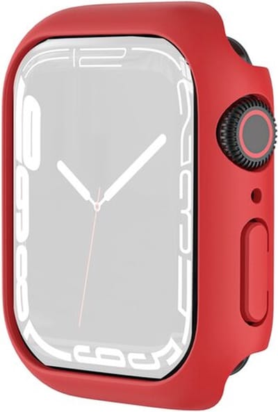 By Qubix - Apple Watch 45mm Hard case (open front) - Rood - Geschikt voor Apple Watch 45mm hoesje - screenprotector - Bescherming iWatch - Bescherm hoesje