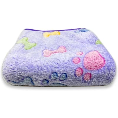 Couvertures pour Chien Chat Douces Moelleuses Polaire Couverture pour Animal de Compagnie Chaleureuse Mignon Design Imprimé Chiot Chaton Patte de Chien Petite (Light purple,S)
