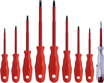 Geïsoleerde Schroevendraaierset - Handgereedschap Set - Elektrisch Werk - 1000V Spanningsbeveiliging - 9 Delig - Meerkleurig