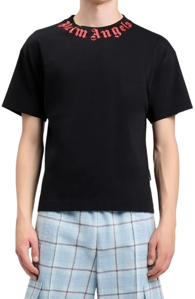 Palm Angels Heren T-shirt Zwart PMAA109S26JER008/1025 Neck Logo Regular