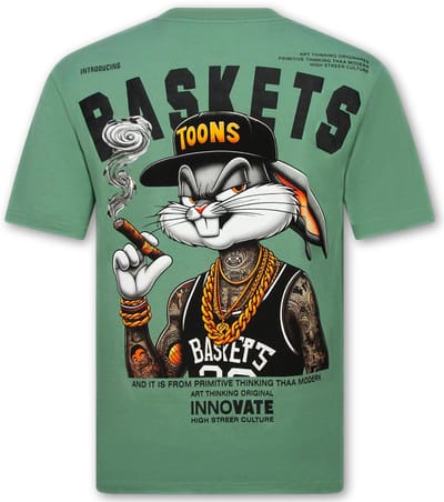 T shirt Heren met Print - T shirt Heren Grappig - Oversized T shirt Heren - Fun Shirts Bunny -1969- Groen