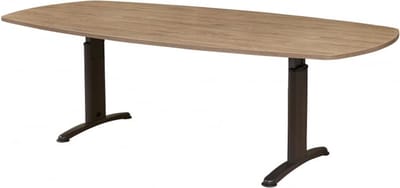 Vergadertafel Work Deens Ovaal 240x120cm frame Aluminium (RAL9006) blad Noten Hickory