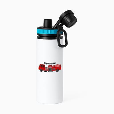Hacebo® - brandweerwagen waterfles met draaidop blauw - Brandweer - iemand die werkt bij de brandweer - met eigen naam - leuk cadeau voor iemand die bij de brandweer werkt - cadeau - kado - water fles - 850ML