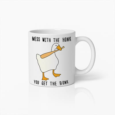 Grappige "Mess With The Honk, You Get The Bonk" Eendenmok – Humoristisch Cadeau voor Dierenliefhebbers, Unieke Keramische Koffiebeker
