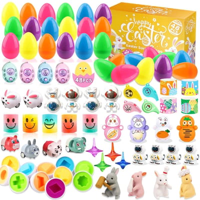 Dailygoods- Gevulde Paaseieren 48 Stuks - Paaseitjes Om Te Vullen - Feestaccessoires - Kinderspeelgoed - Paascadeaus - Herbruikbaar