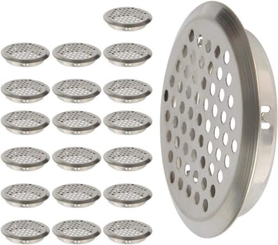 Set van 20 Ronde Luchtverfrissers van Roestvrij Staal voor Keuken, Meubels en Ventilatieopeningen