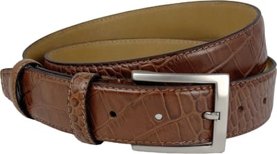 Leren riem cognac krokoprint - Riem Heren - Riem Dames - 3.5 cm - Riemmaat: Lengte 125 cm (Taillemaat tot 105 cm)
