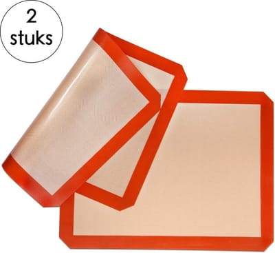 Siliconen Bakmat - Bakmat Siliconen - Anti-kleef - 42x30cm - Beige & Bruin- Hoogwaardige Anti-slip Bakmat - Werkoppervlak Deeg - Anti kleef Deegmat - Hittebestendige Bakmat Oven
