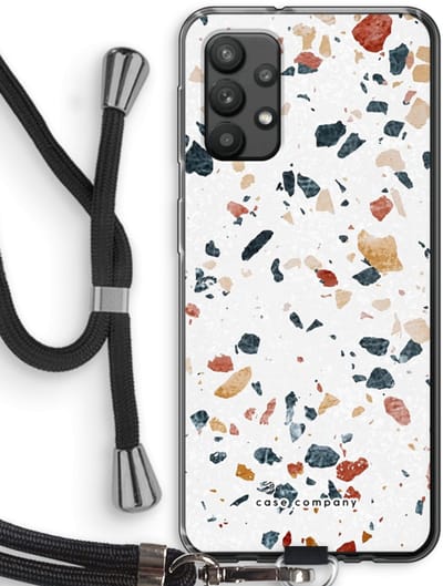 Case Company® - Hoesje met koord geschikt voor Samsung Galaxy A32 4G hoesje met Koord - Terrazzo N°4 - Telefoonhoesje met Zwart Koord - Bescherming aan alle Kanten en Over de Schermrand