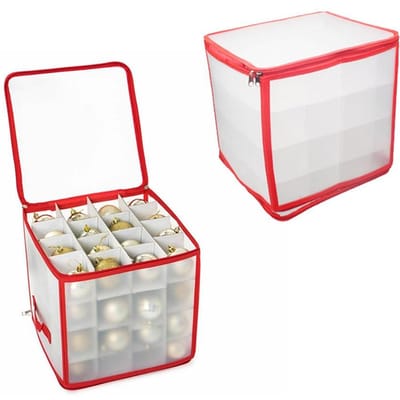 Transparante Opbergorganizer Koffer voor het Opbergen van Kerst LED Lichtjes Slingers Kerstboomversieringen white