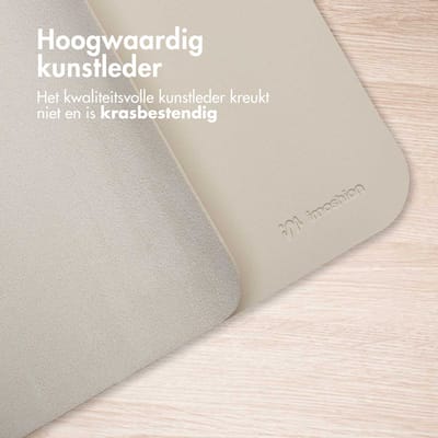 imoshion Bureau onderlegger 120 x 60 cm - Hoogwaardig Kunstleer - Bureau Accessoires - Bureau Organizer - Antislip Muismat XXL - Inclusief draagriem - Beige