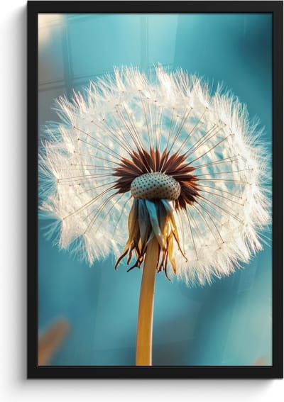 Poster in lijst - Fotolijst 40x60 cm - Posters - Paardenbloem - Natuur - Bloemen - Blauw - Posterlijst zwart - Decoratie - Wanddecoratie woonkamer - Muurdecoratie slaapkamer