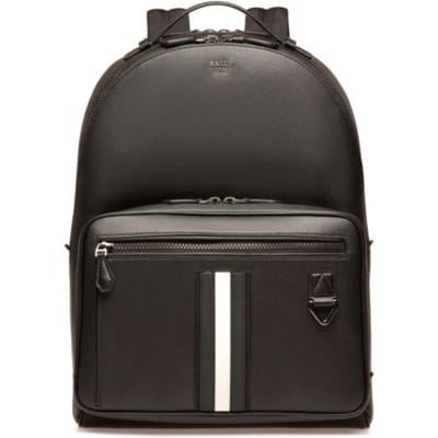 Bally Mavrick Zwart en Wit Gestreept Kleurblok Leer Rugzak Heren Rugzak 6238746 Basic Set (Bag+Dust Bag)
