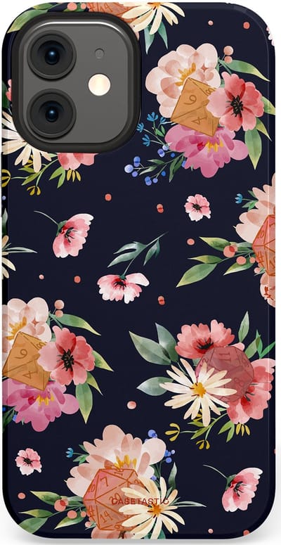 Casetastic Hoesje Geschikt voor Apple iPhone 12 Mini - Stijlvolle Beschermende Duo-layer Case - Bloemenkracht met D20