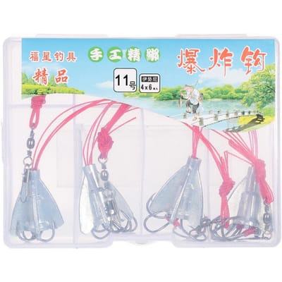 Hameçons de pêche Anti-suspension 6 en 1 en acier au carbone, hameçons de pêche à la carpe du lac avec poids, 4 pièces 11