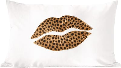 Sierkussens - Kussentjes Woonkamer - 60x40 cm - Lip - Panterprint - Minimalistisch - Wit