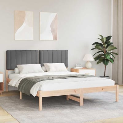 vidaXL - Bedframe - met - Gevoerde - Hoofdbord - Donkergrijs - 150 - x - 200 - cm