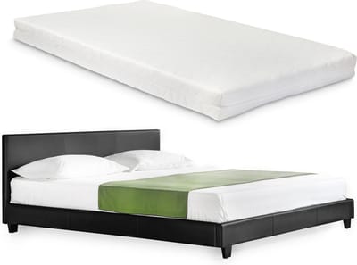 Barcelona Bedframe kunstleer en matras 180x200 zwart