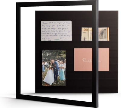Deknudt Frames XXL collagelijst met afneembare voorzijde (zwart, 40 x 40 cm, glas) - grote fotolijst voor meerdere foto's - makkelijk te openen aan de voorkant