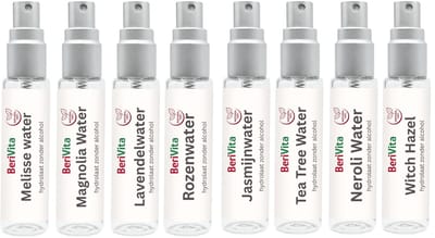 Geurwaters 8x10ml - Set met Rozenwater, Tea Tree, Witch Hazel, Neroli, Magnolia, Lavendel, Jasmijn, Melisse water - Hydrosol, Hydrolaat Sprays