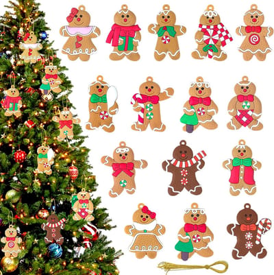 Dailygoods - 15 Stuks Kerst Peperkoek Man Ornamenten - Versiering voor de Kerstboom