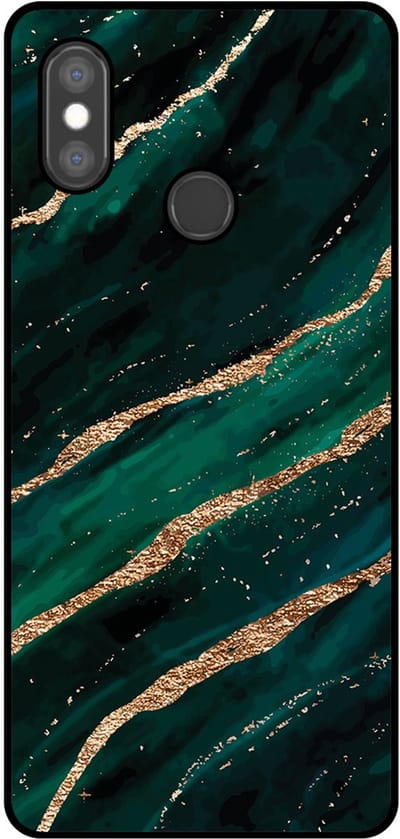 Smartphonica Telefoonhoesje Geschikt voor Xiaomi Mi 8 SE met marmer opdruk - TPU backcover case marble design - Groen Goud geschikt voor Xiaomi Mi 8 SE