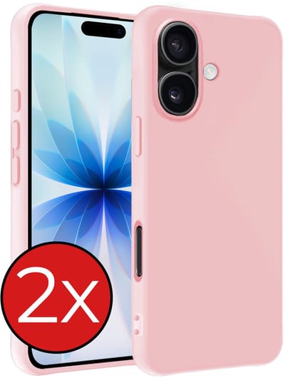 Hoesje - 2 Stuks - Geschikt voor Apple iPhone 17 - Sterk & Shockproof - Telefoonhoes - Back Cover - Case Siliconen - Telefoon Hoes - Lichtroze