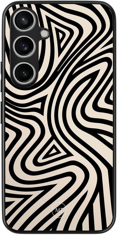 Hoesje geschikt voor Samsung Galaxy A35 5G - Groovy lines - TPU Hard Case Backcover - Zwart, Wit - Mooie Telefoonhoesjes