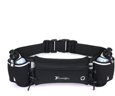 longziming Hardloopriem Telefoonhouder - Verstelbare Sport Heupriem met Waterflessen - Hardlopen - Hardloopriem Marathon, Wandelen, Fietsen - Zwart