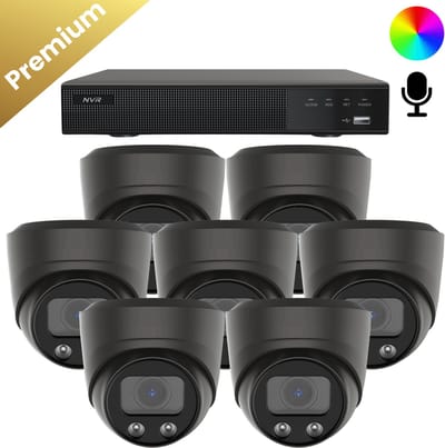 7x Beveiligingscamera set – Bedraad – Sony Dome Premium AI-ISP 8MP Full Color UltraHD 4K – Zwart
