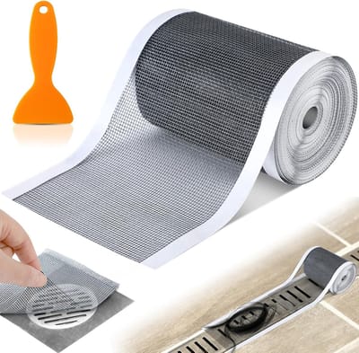 Afvoerfilter - 1 stuk - 10 cm x 10 meter - Lineair doucheafvoerfilter voor haaropvang - Zelfklevend - Op maat te knippen - Afdeksticker voor doucheafvoer - Inclusief verwijderingsgereedschap - Geschikt voor badkamer/keuken/badkuip