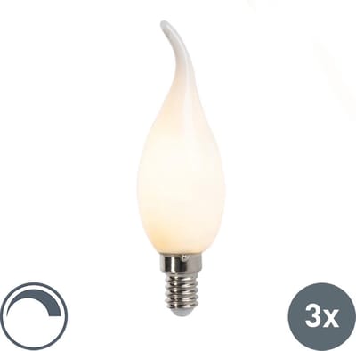 LUEDD Set van 3 E14 dimbare LED filament tipkaarslampen F35 mat 3W