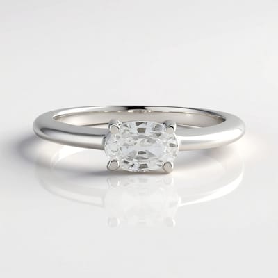 Cavill - Zilveren ring geplatineerd - 925 Sterling Zilver - 0 971 ct ovale briljant geslepen Cambodjaanse zirkoon - elegante minimalistische damesring
