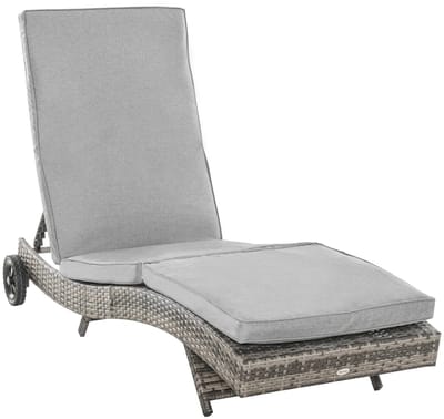 Novari - Verstelbare ligstoel - Ligbed - Zonnebed - Ergonomisch S-vormig - Tuinligbed met wielen en kussen - Grijs - 70x207x30 cm