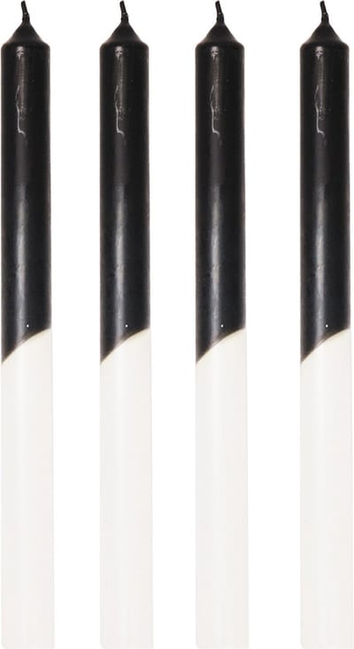 Housevitamin Kaars - Dipdye Wax Zwart/ Wit - 25,8x9,5x2,5cm - Set van 4