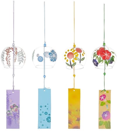 Dailygoods - Windgong - Tuindecoratie - Hemelsblauw - Glas - Kleurrijk - Voor tuin en terras - Met bloemenmotief